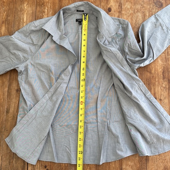 Talbots Women’s 100% Cotton 3/4 Sleeve Collared Button Gray Career Shirt 16 EUC - Picture 8 of 9